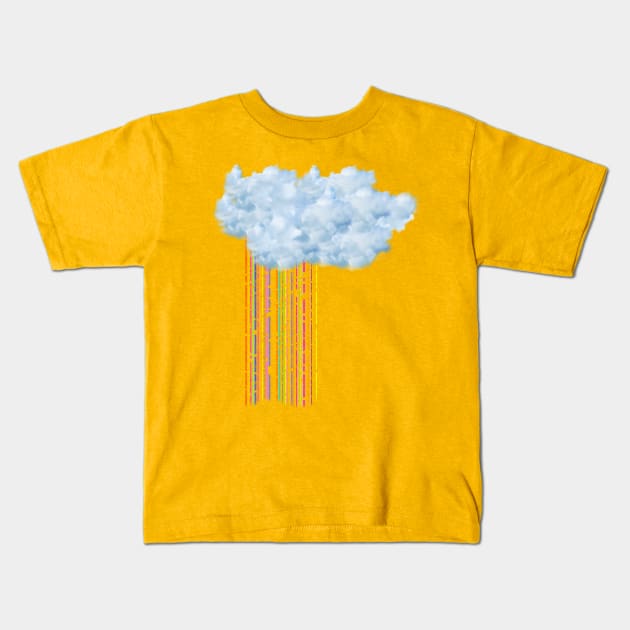 Under a rainbow rainy cloud Kids T-Shirt by ursulla